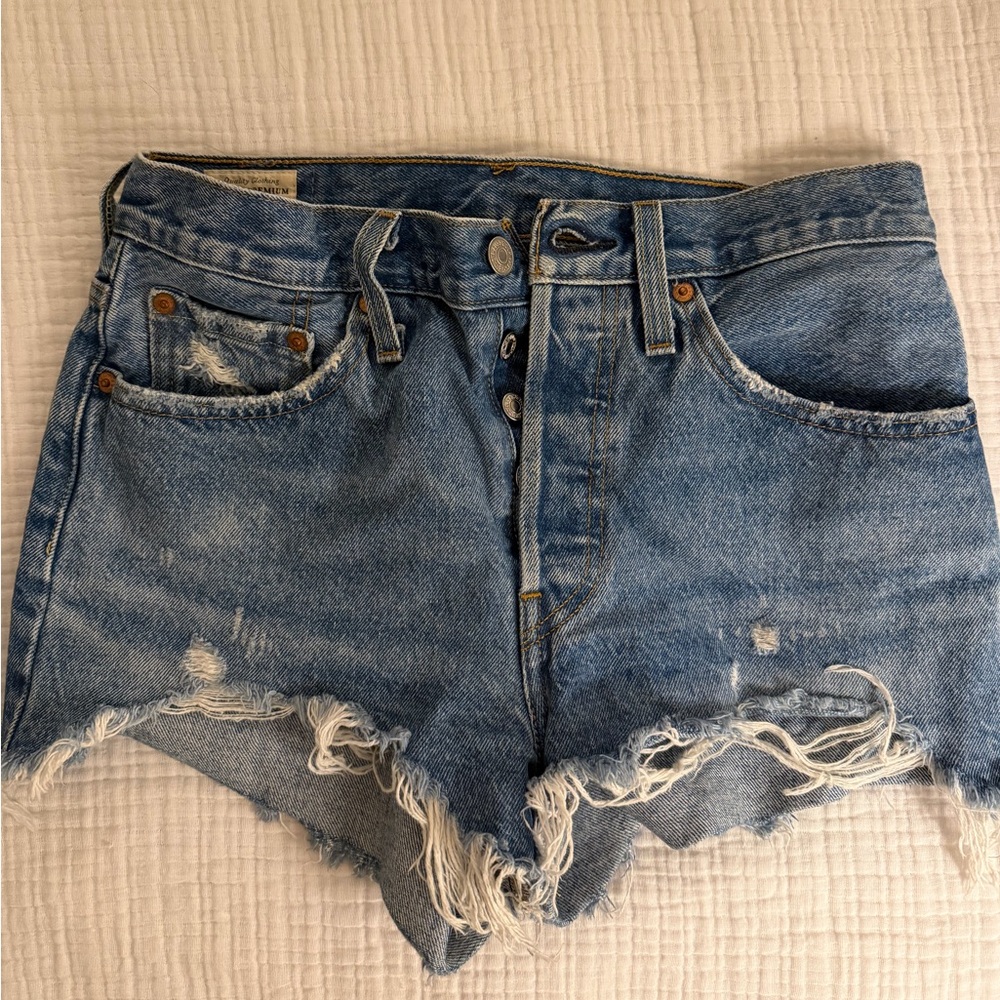 Levi's Blue Distressed Jean Shorts